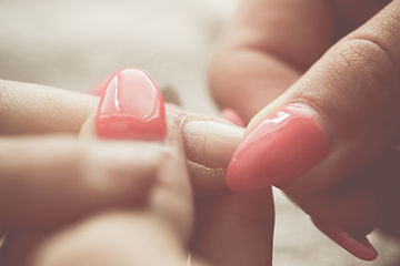 BIAB nail treatment close-up